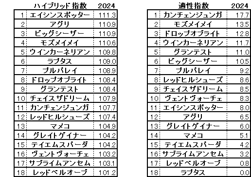 2024　京阪杯　HB指数